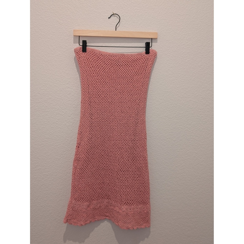 Moda International Pink Crochet Midi Skirt Small